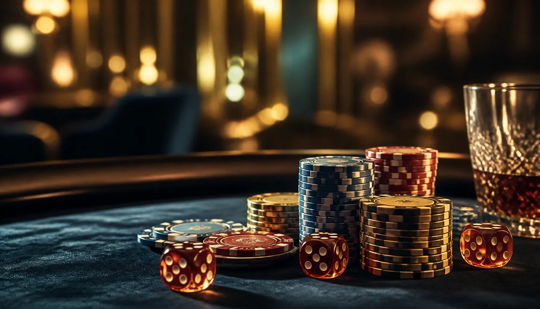 Ornate golden treasure chest overflowing with coins and jewels in warm cinematic lighting on a dark velvet surface